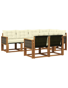Set di divani da esterno con cuscino 7 pcs Naturale e Crema