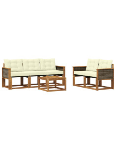 Set di divani da esterno con cuscino 6 pcs Naturale e Crema