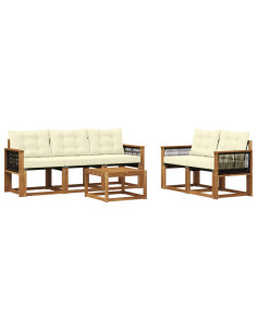 Set di divani da esterno con cuscino 6 pcs Naturale e Crema