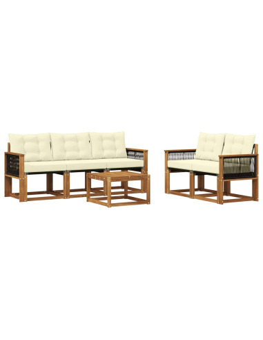 Set di divani da esterno con cuscino 6 pcs Naturale e Crema