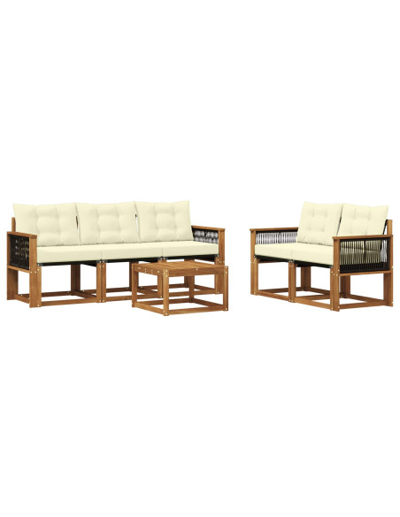 Set di divani da esterno con cuscino 6 pcs Naturale e Crema