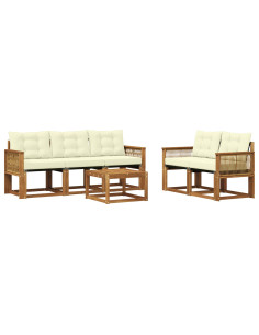 Set di divani da esterno con cuscino 6 pcs Naturale e Crema