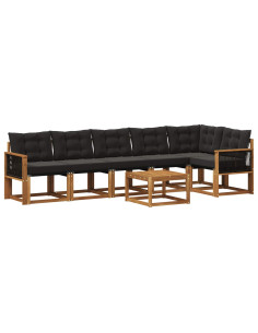 Set di divani da esterno con cuscino 7 pcs Naturale e Nero