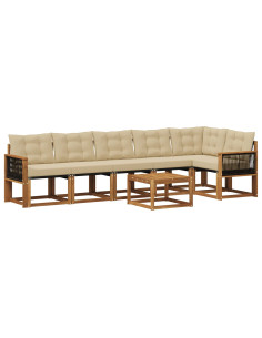 Set di divani da esterno con cuscino 7 pcs Naturale e Beige