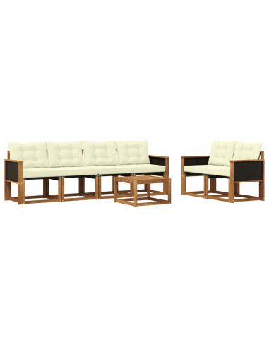 Set di divani da esterno con cuscino 7 pcs Naturale e Crema