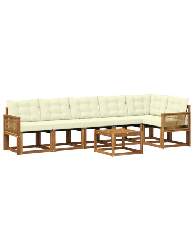 Set di divani da esterno con cuscino 7 pcs Naturale e Crema