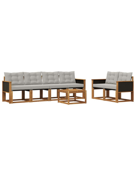 Set di divani da esterno 7 pcs Naturale e Grigio Chiaro