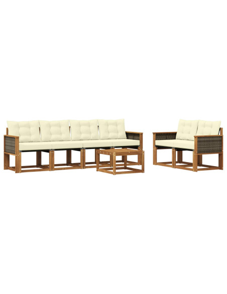 Set di divani da esterno con cuscino 7 pcs Naturale e Crema