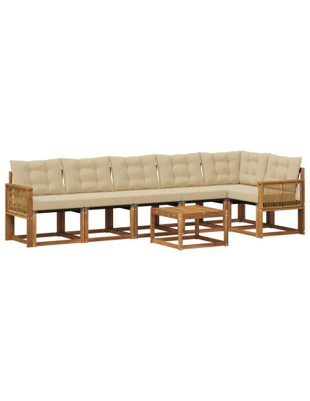 Set di divani da esterno con cuscino 7 pcs Naturale e Beige