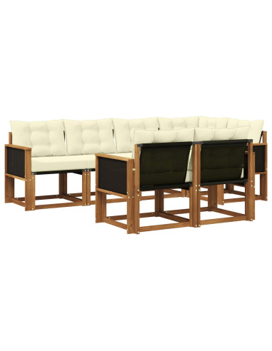 Set di divani da esterno con cuscino 7 pcs Naturale e Crema