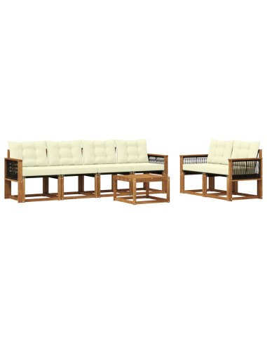 Set di divani da esterno con cuscino 7 pcs Naturale e Crema