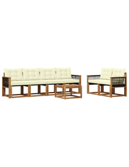 Set di divani da esterno con cuscino 7 pcs Naturale e Crema