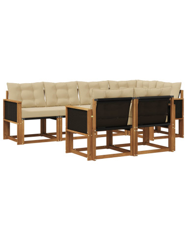 Set di divani da esterno con cuscino 7 pcs Naturale e Beige