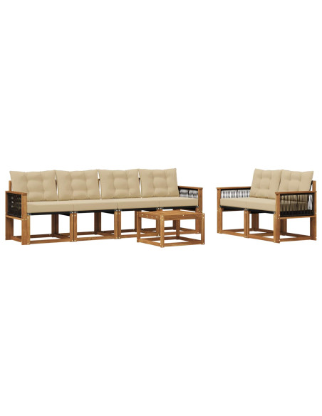 Set di divani da esterno con cuscino 7 pcs Naturale e Beige