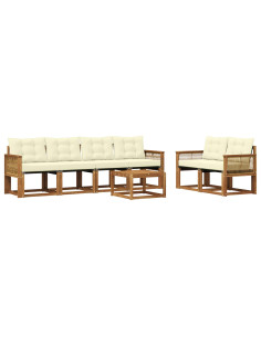 Set di divani da esterno con cuscino 7 pcs Naturale e Crema