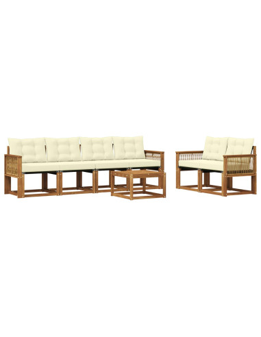 Set di divani da esterno con cuscino 7 pcs Naturale e Crema