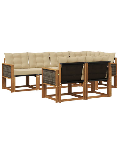 Set di divani da esterno con cuscino 7 pcs Naturale e Beige