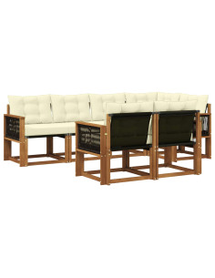 Set di divani da esterno con cuscino 7 pcs Naturale e Crema