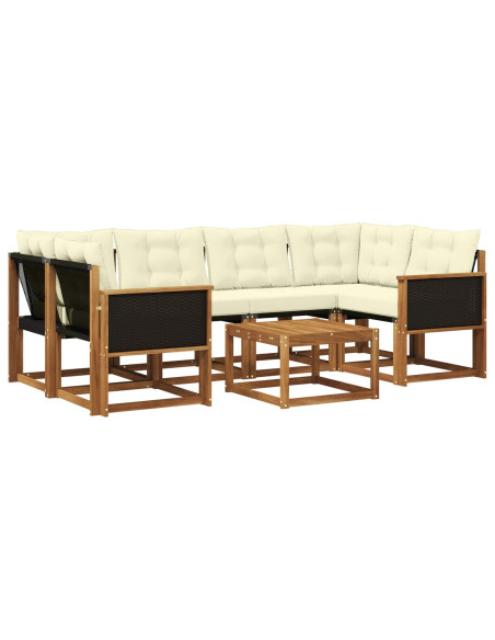 Set di divani da esterno con cuscino 7 pcs Naturale e Crema