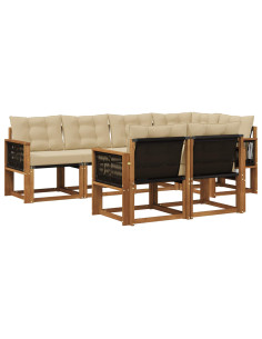 Set di divani da esterno con cuscino 7 pcs Naturale e Beige