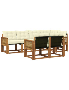 Set di divani da esterno con cuscino 7 pcs Naturale e Crema