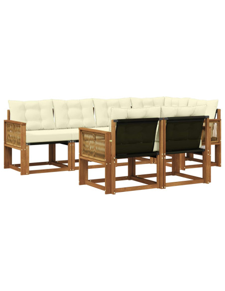 Set di divani da esterno con cuscino 7 pcs Naturale e Crema