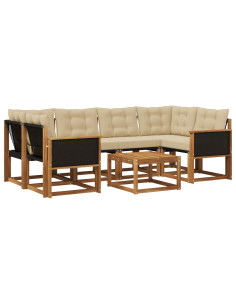 Set di divani da esterno con cuscino 7 pcs Naturale e Beige