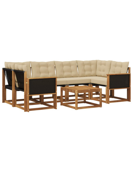 Set di divani da esterno con cuscino 7 pcs Naturale e Beige