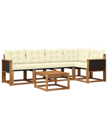 Set di divani da esterno con cuscino 6 pcs Naturale e Crema