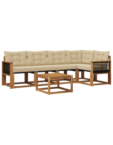 Set di divani da esterno con cuscino 6 pcs Naturale e Beige