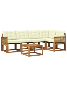 Set di divani da esterno con cuscino 6 pcs Naturale e Crema