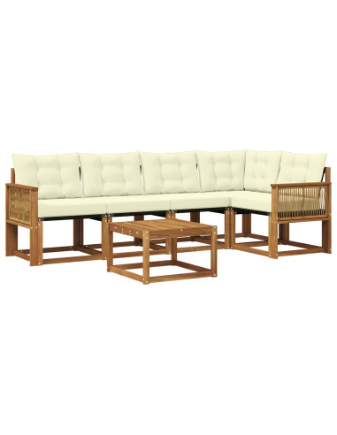 Set di divani da esterno con cuscino 6 pcs Naturale e Crema