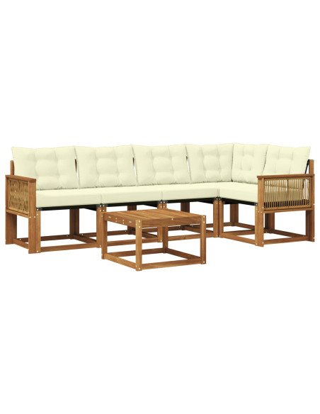 Set di divani da esterno con cuscino 6 pcs Naturale e Crema
