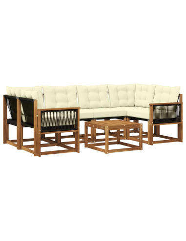 Set di divani da esterno con cuscino 7 pcs Naturale e Crema