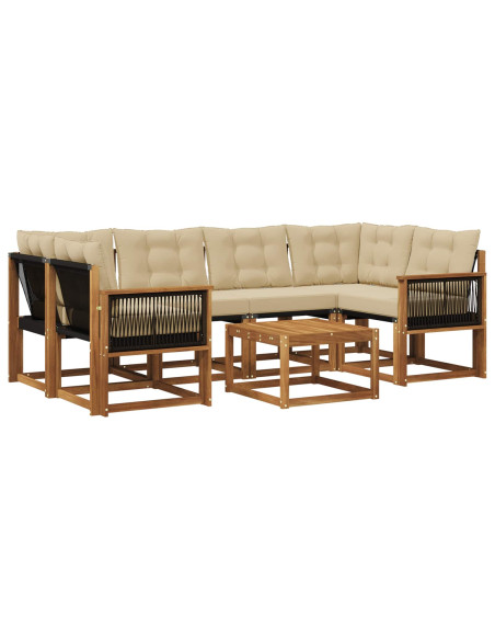Set di divani da esterno con cuscino 7 pcs Naturale e Beige