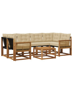 Set di divani da esterno con cuscino 7 pcs Naturale e Beige