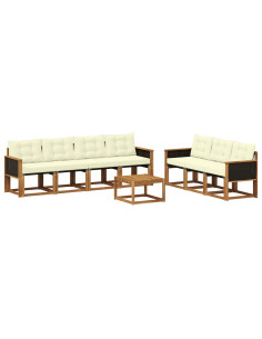 Set di divani da esterno con cuscino 8 pcs Naturale e Crema