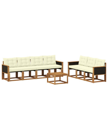 Set di divani da esterno con cuscino 8 pcs Naturale e Crema
