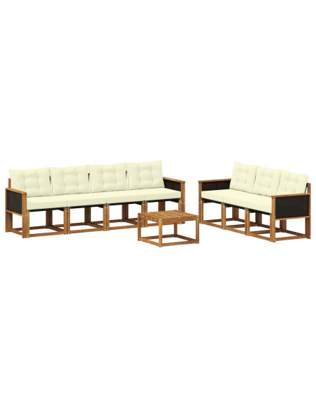 Set di divani da esterno con cuscino 8 pcs Naturale e Crema