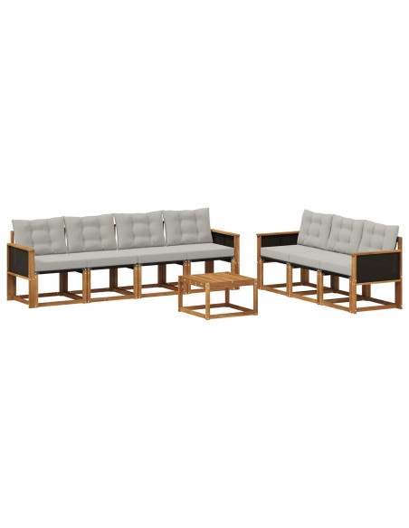 Set di divani da esterno 8 pcs Naturale e Grigio Chiaro