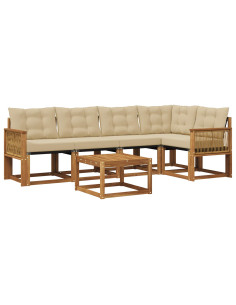 Set di divani da esterno con cuscino 6 pcs Naturale e Beige