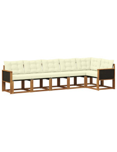 Set di divani da esterno con cuscino 6 pcs Naturale e Crema