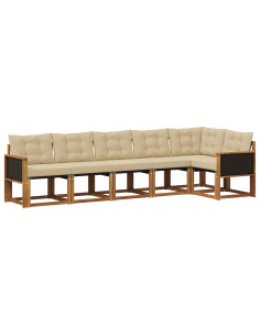 Set di divani da esterno con cuscino 6 pcs Naturale e Beige