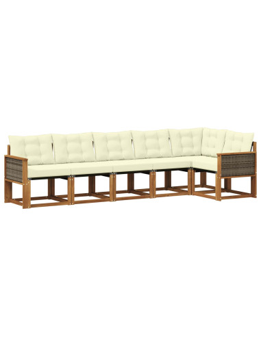 Set di divani da esterno con cuscino 6 pcs Naturale e Crema