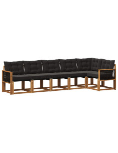 Set di divani da esterno con cuscino 6 pcs Naturale e Nero