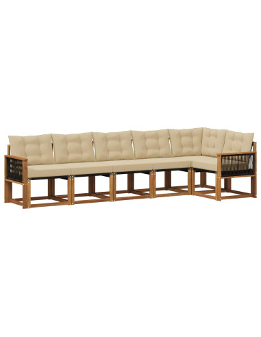 Set di divani da esterno con cuscino 6 pcs Naturale e Beige