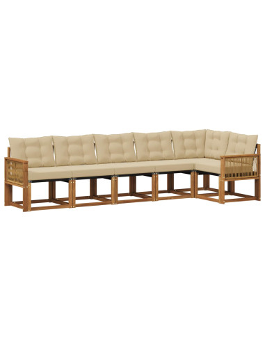 Set di divani da esterno con cuscino 6 pcs Naturale e Beige