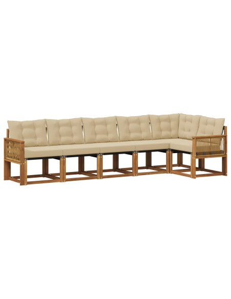 Set di divani da esterno con cuscino 6 pcs Naturale e Beige