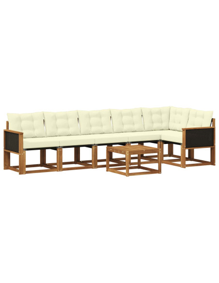 Set di divani da esterno con cuscino 7 pcs Naturale e Crema