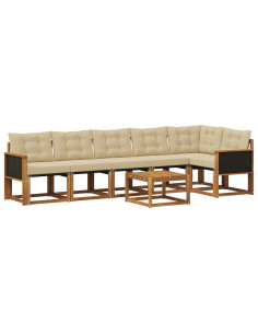 Set di divani da esterno con cuscino 7 pcs Naturale e Beige